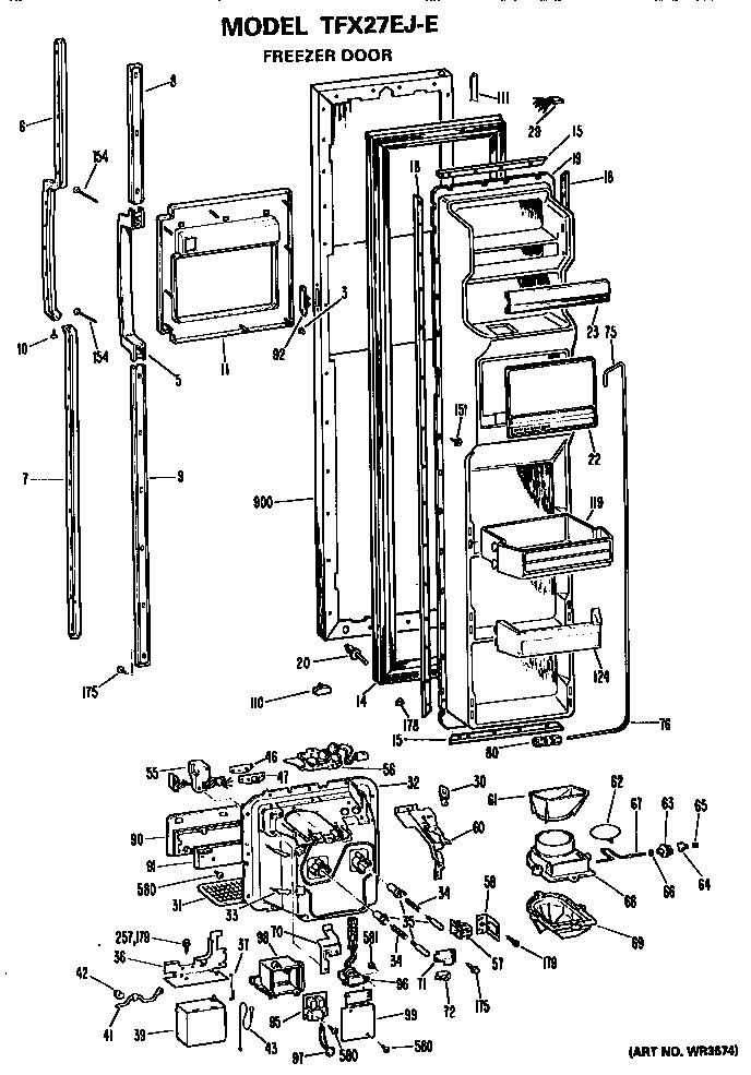 GE TFX27EJE freezer door diagram