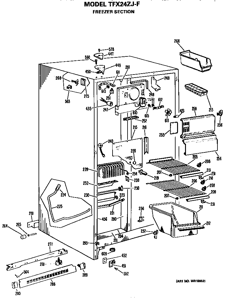 GE TFX24ZJF freezer section diagram