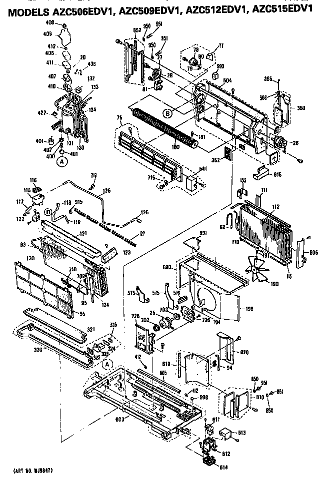 GE AZC512EDV1 replacement parts diagram
