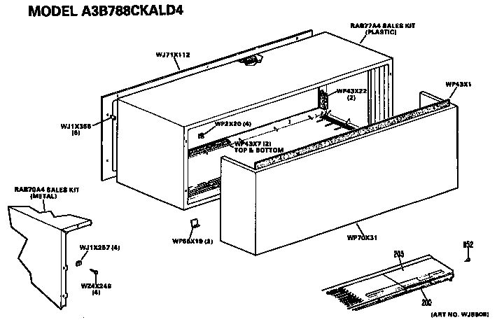 GE A2B378DGAS1Y cabinet (a3b788ckald4) diagram