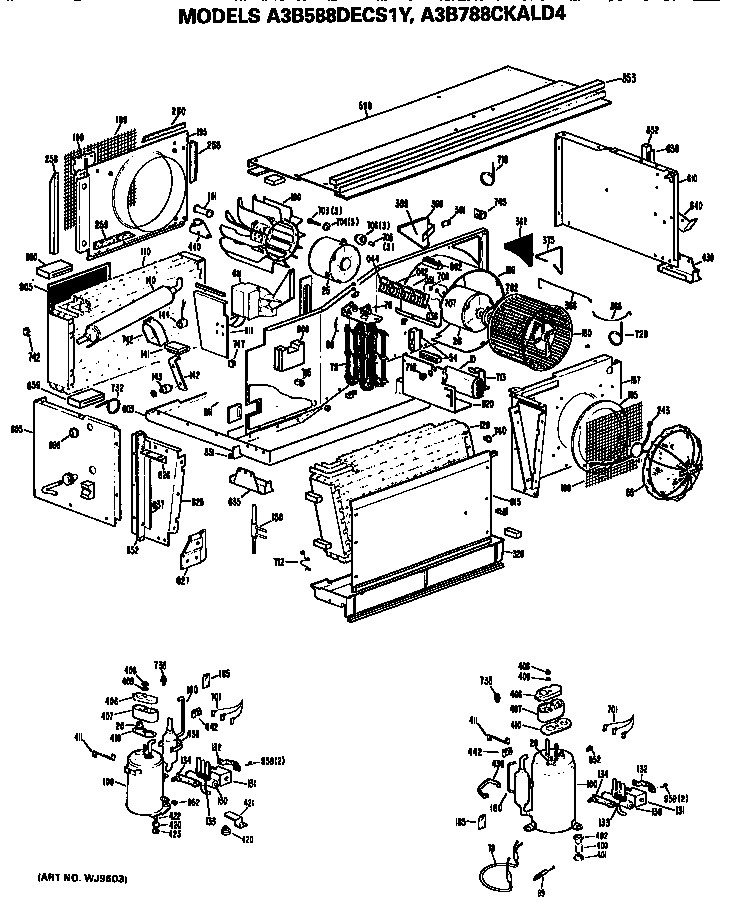 GE A2B378DGAS1Y replacement parts/comp. (a3b588decs1y, a3b788ckald4) diagram