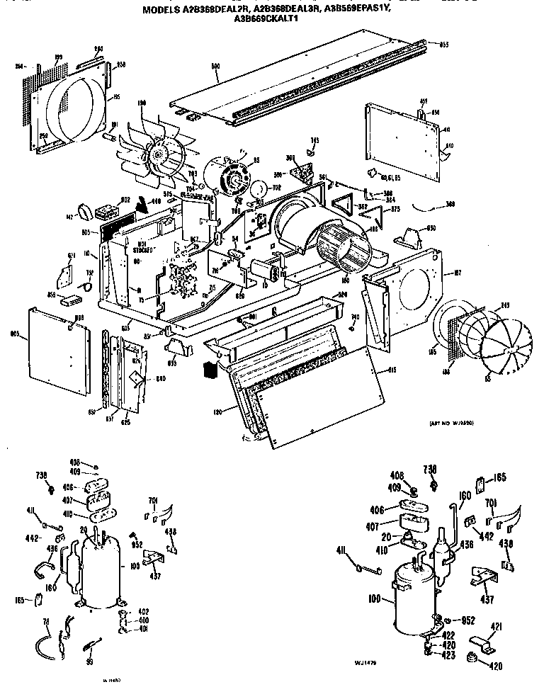 GE A2B368DEAL3R replacement parts/compressor diagram