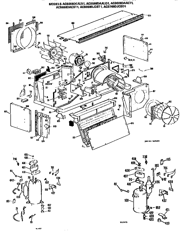 GE ACB568DAALQ1 replacement parts/compressor diagram