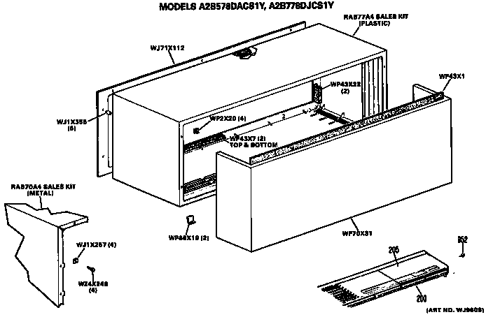 GE A2B578DACS1Y cabinet (a2b578dac81y, a2b778djcs1y) diagram