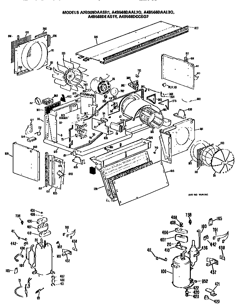 GE A4B568DAAL3Q replacement parts/compressor diagram