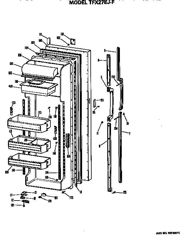GE TFX27EJF fresh food door diagram