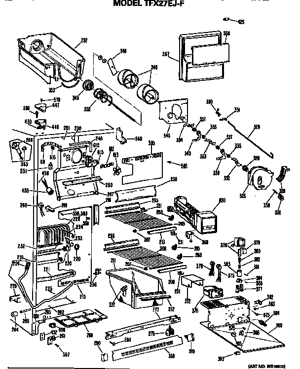 GE TFX27EJF freezer section diagram