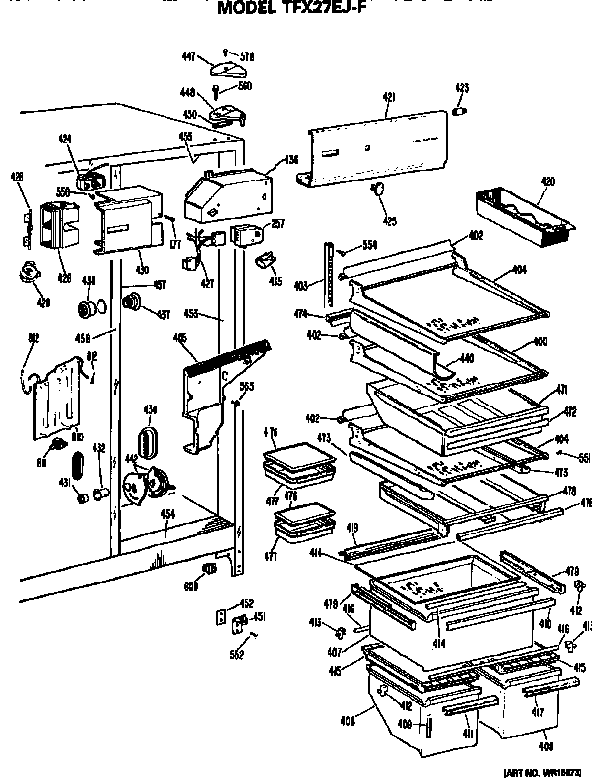 GE TFX27EJF fresh food section diagram