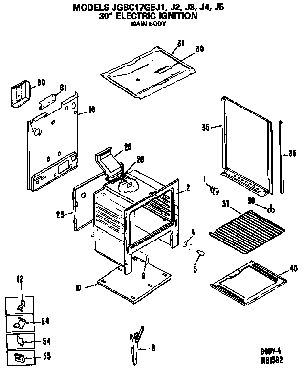 GE JGBC17GEJ1 main body diagram