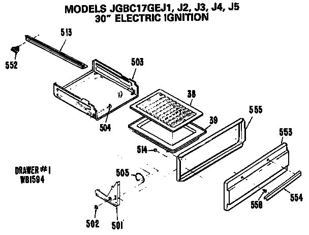 GE JGBC17GEJ1 broiler assembly diagram