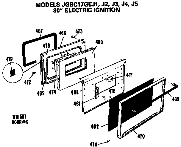 GE JGBC17GEJ1 door assembly diagram