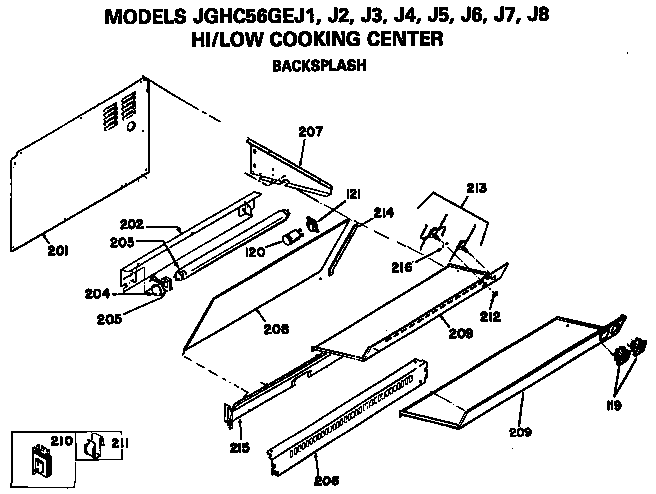GE JGHC56GEJ3 backsplash assembly diagram