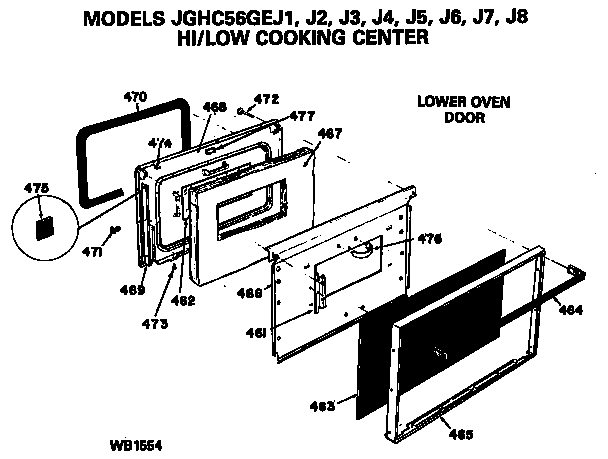 GE JGHC56GEJ3 door assembly diagram