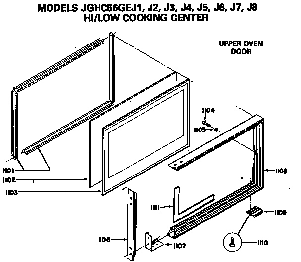 GE JGHC56GEJ3 upper oven door diagram