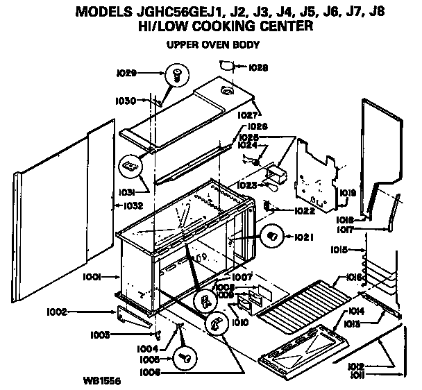 GE JGHC56GEJ3 upper oven body diagram