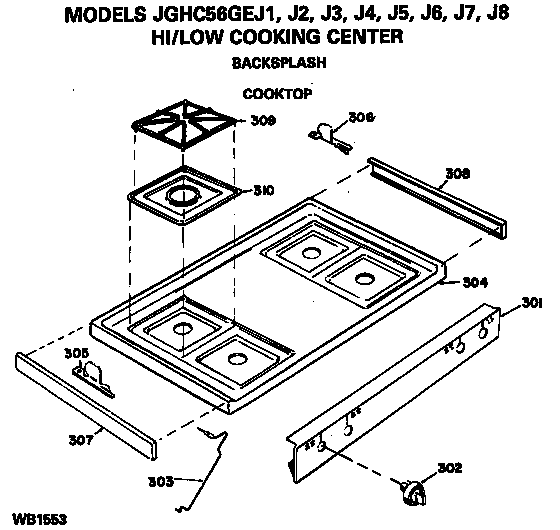 GE JGHC56GEJ3 cooktop diagram