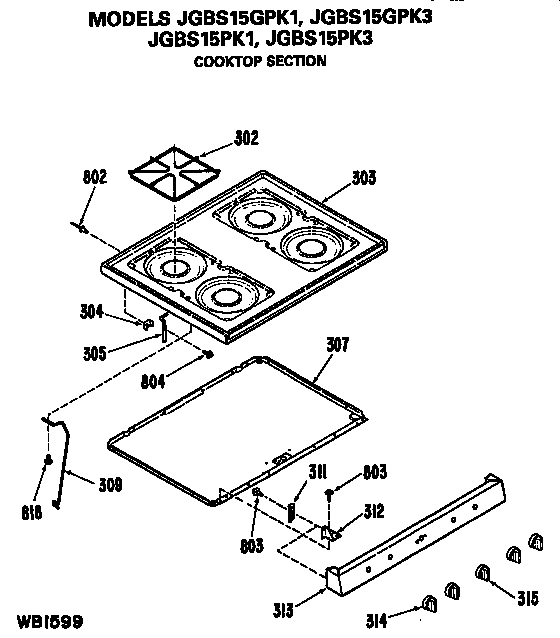 GE JGBS15GPK3 cooktop diagram
