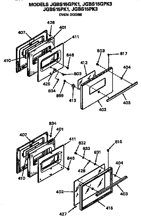 GE JGBS15GPK3 oven doors diagram