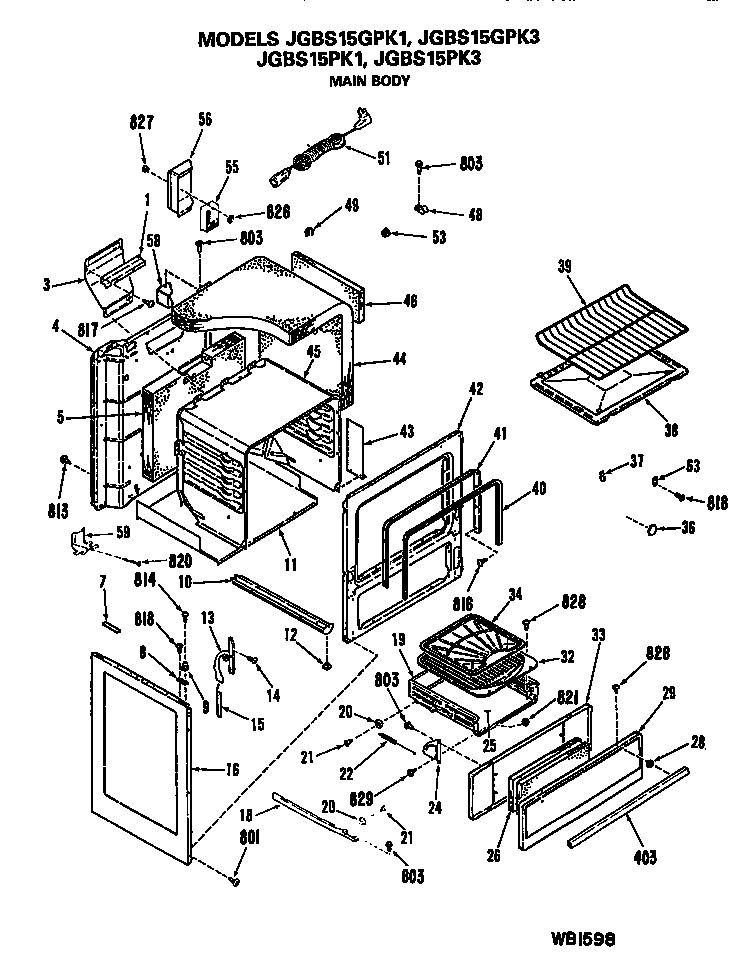 GE JGBS15GPK3 main body diagram