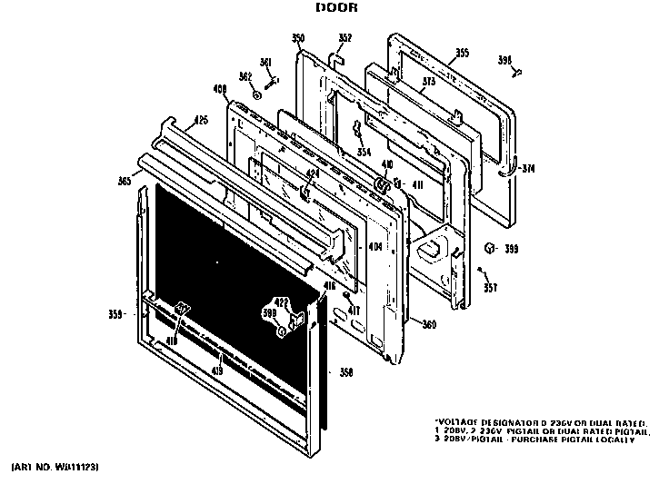 GE JKP46G*K2 door diagram