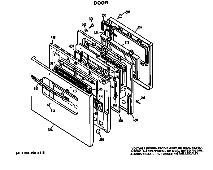 GE JKP07J5 door diagram