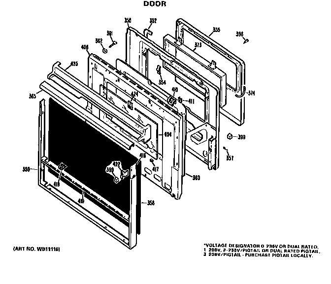 GE JKP07GJ4 door diagram
