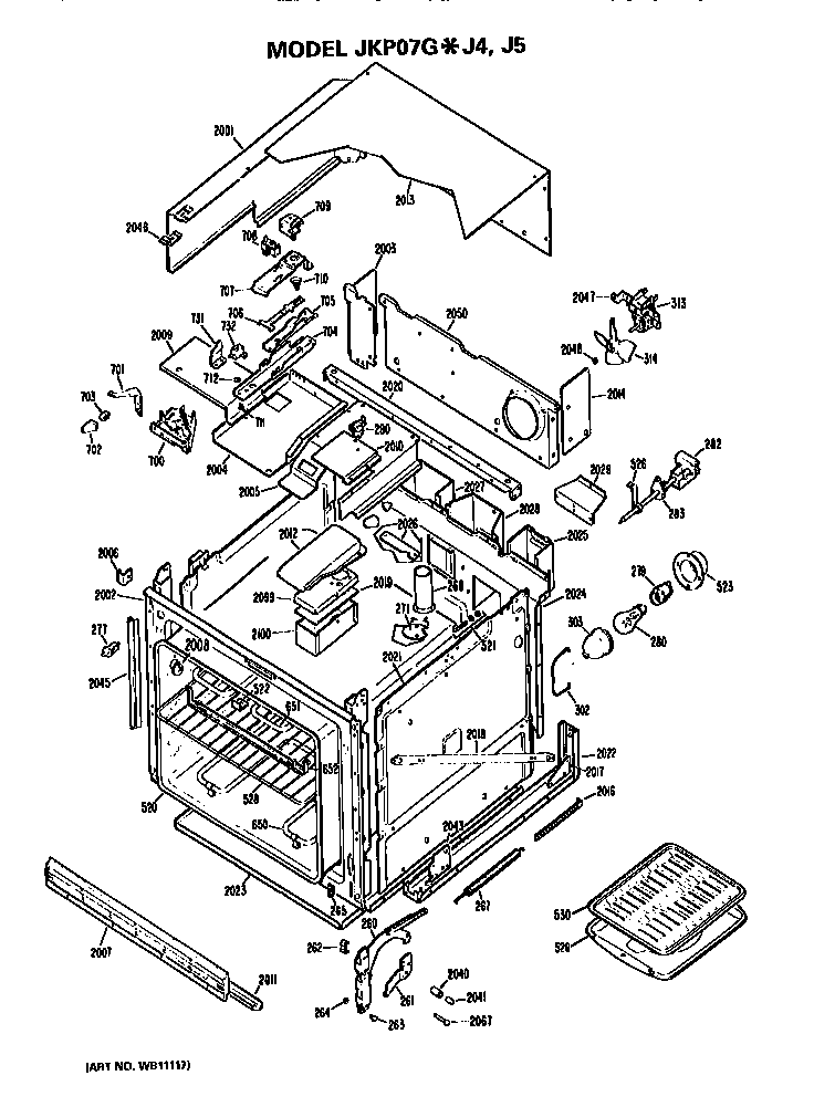 GE JKP07GJ4 oven diagram