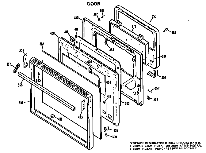 GE JKP47G*K2 door diagram