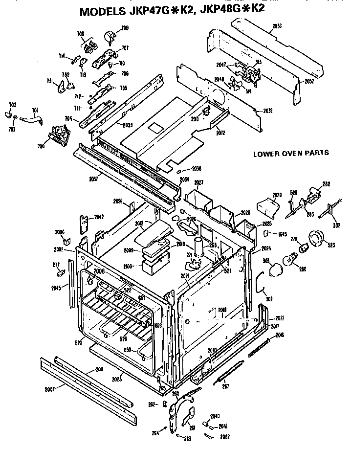 GE JKP47G*K2 lower oven diagram