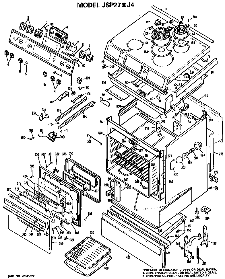 GE JSP27J4 replacement parts diagram