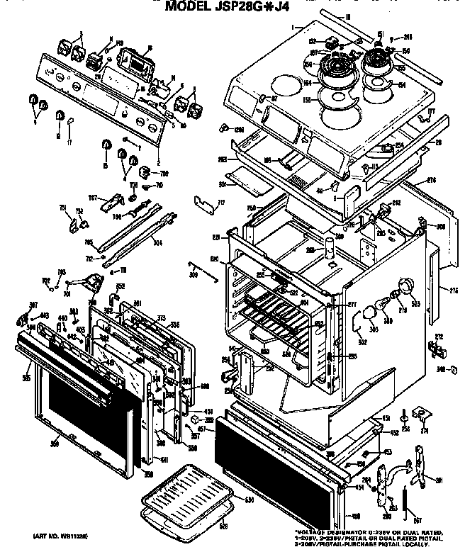 GE JSP28GJ4 replacement parts diagram