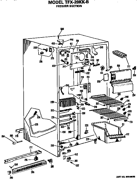 GE TFX20KKB freezer section diagram