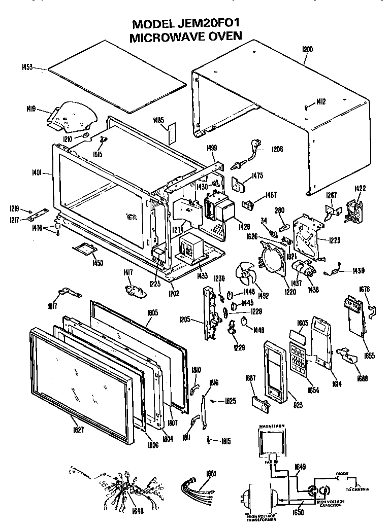 GE JEM20F01 microwave oven diagram