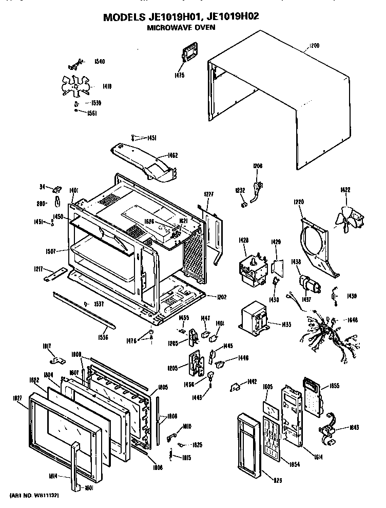 GE JE1019H02 microwave oven diagram