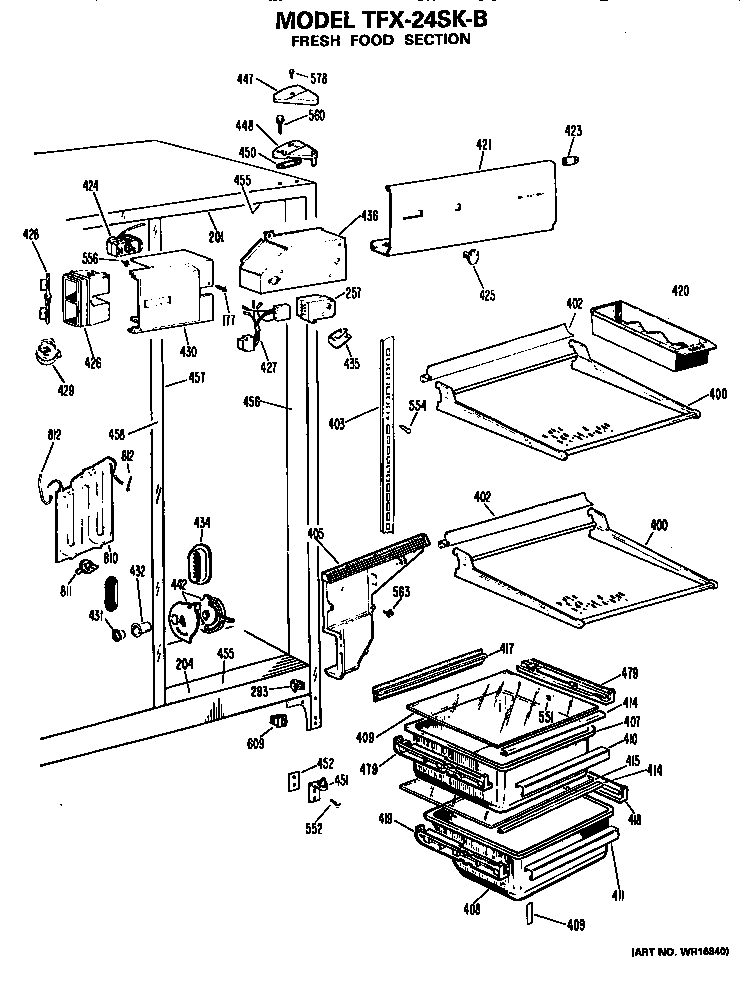 GE TFX24SKB fresh food section diagram