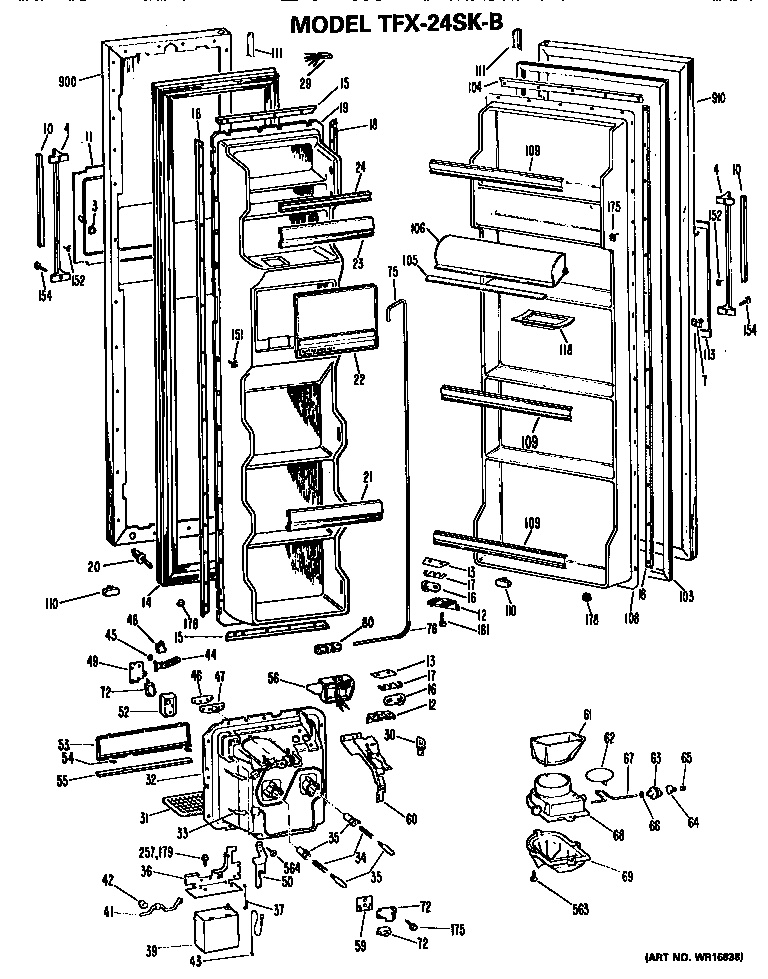 GE TFX24SKB doors diagram