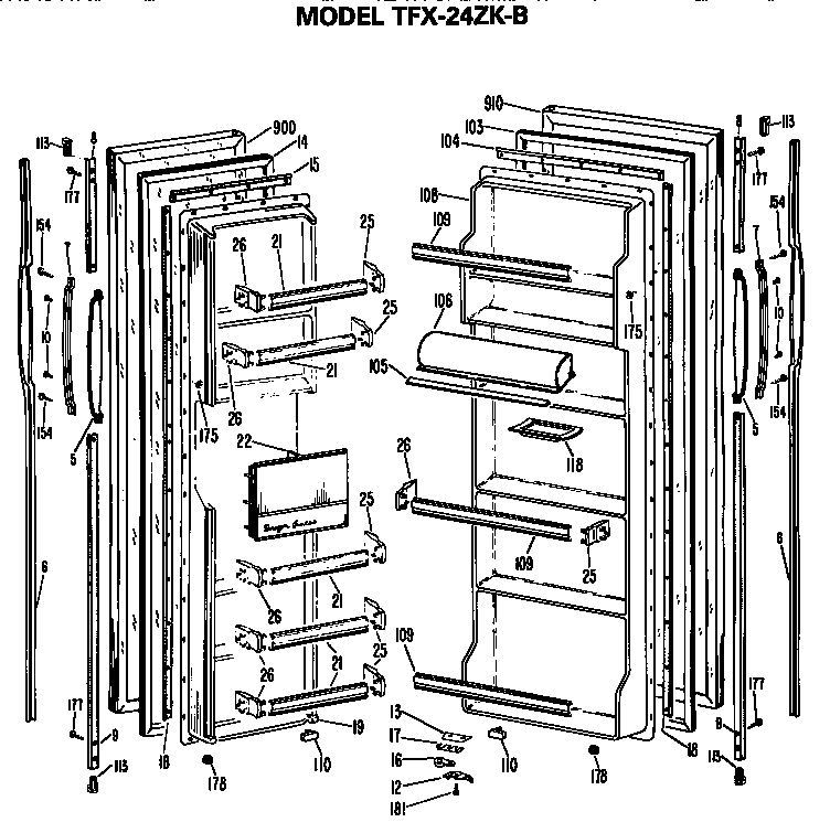 GE TFX24ZKB doors diagram