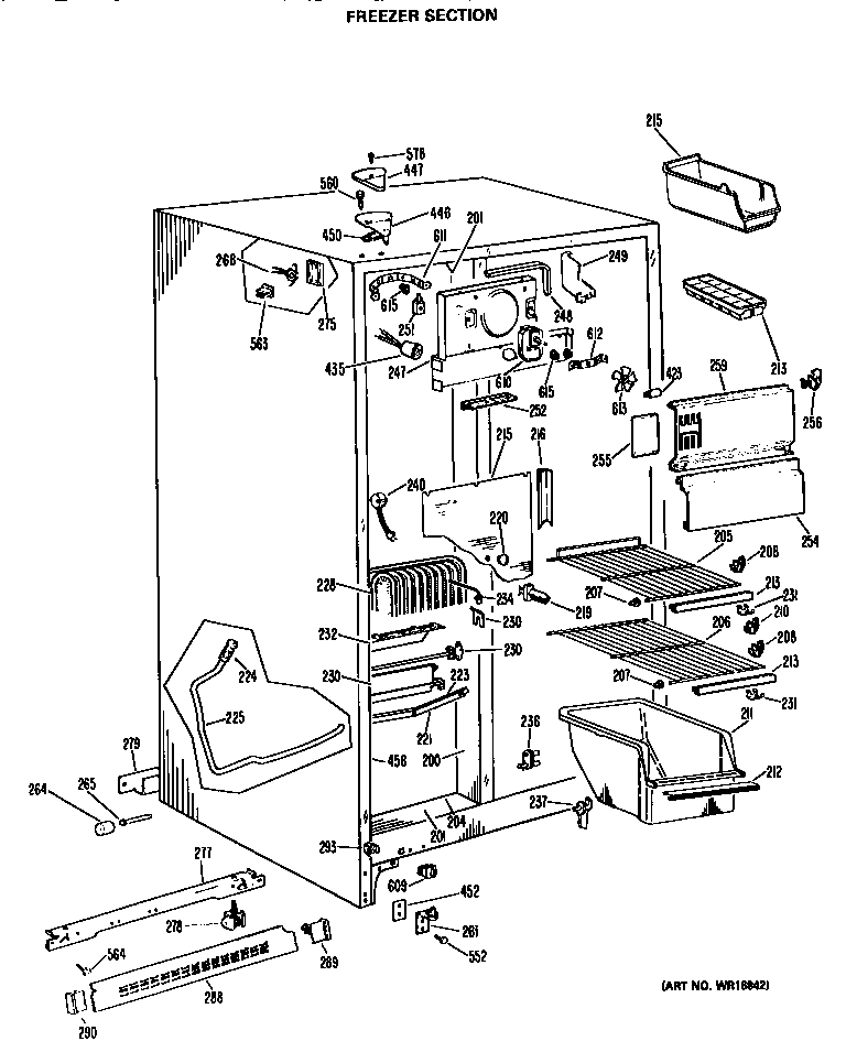 GE TFX24ZKB freezer section diagram
