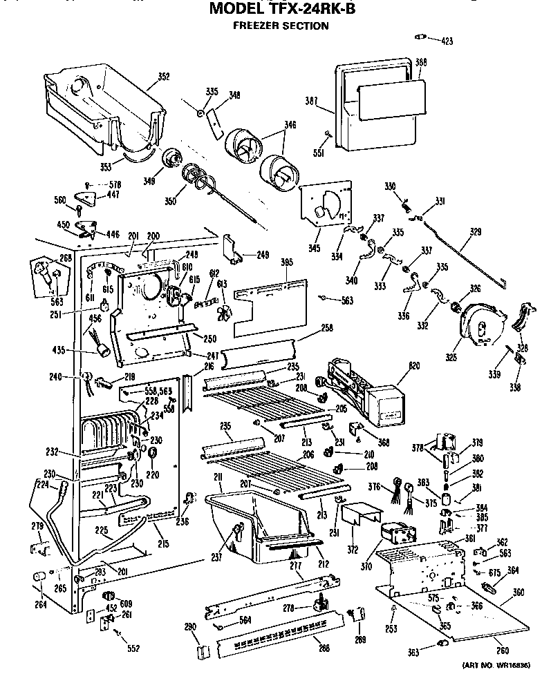 GE TFX24RKB freezer section diagram