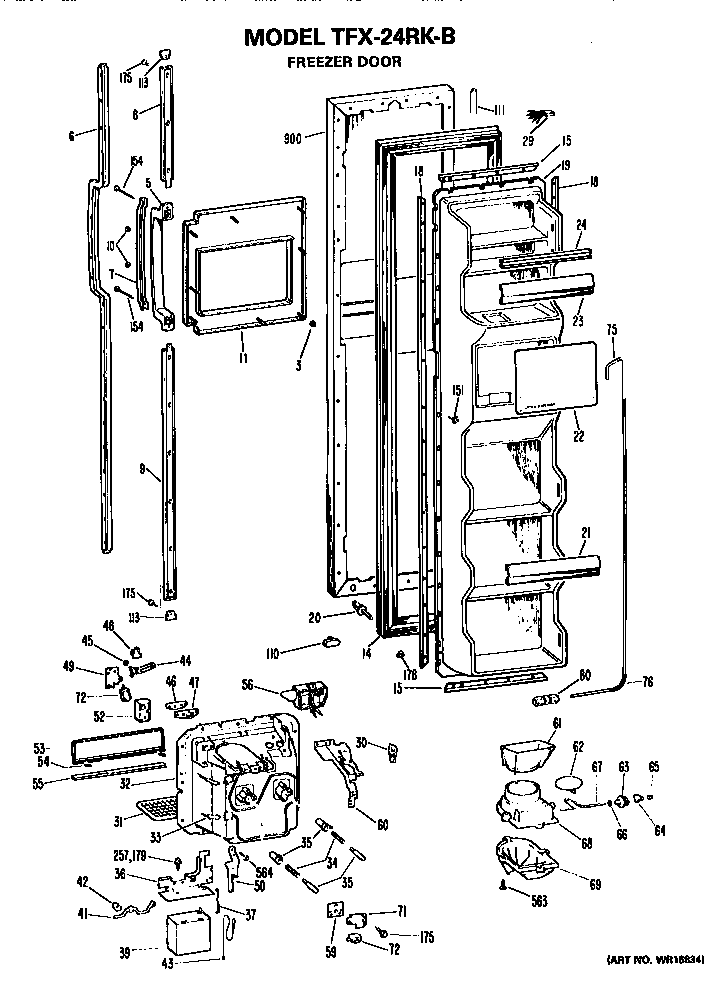 GE TFX24RKB freezer door diagram