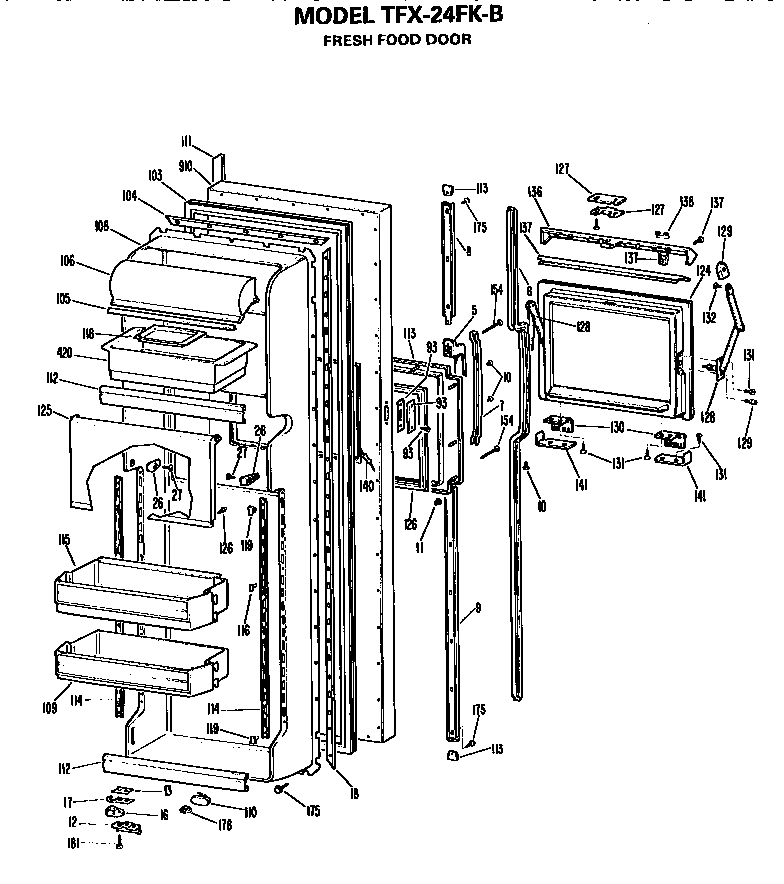 GE TFX24FKB fresh food door diagram