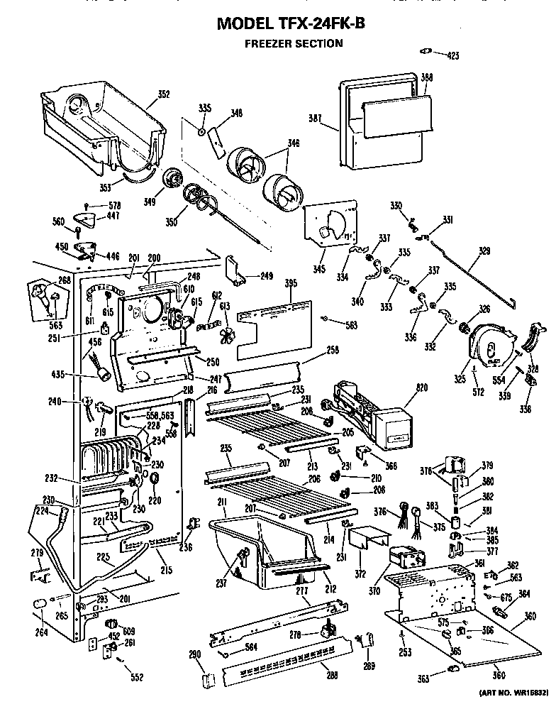GE TFX24FKB freezer section diagram