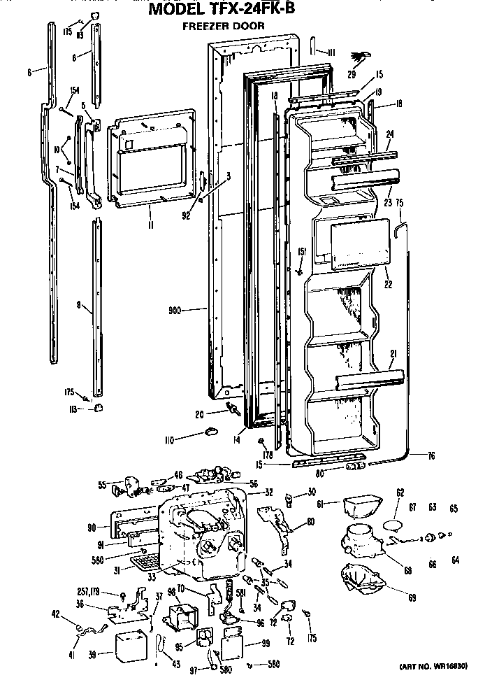 GE TFX24FKB freezer door diagram
