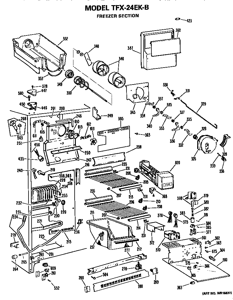 GE TFX24EKB freezer section diagram