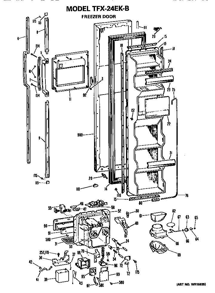 GE TFX24EKB freezer door diagram