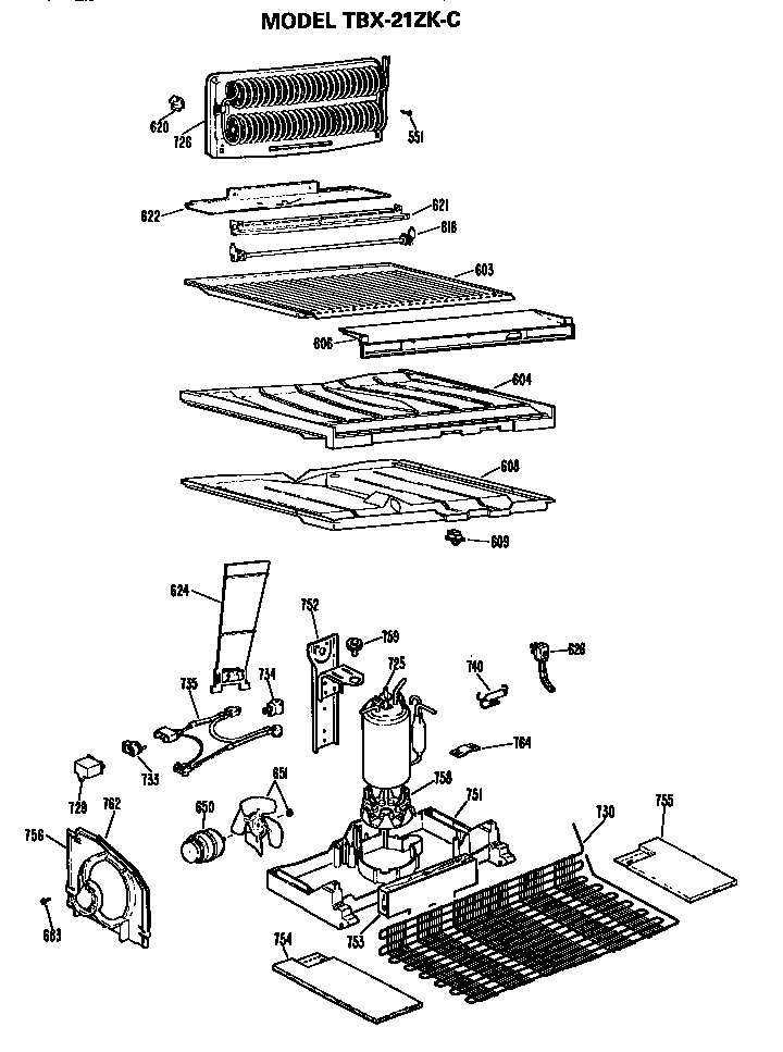 GE TBX21ZKCR unit parts diagram
