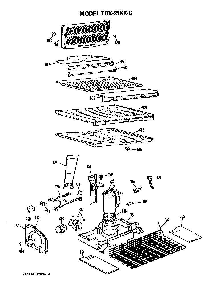 GE TBX21KKCR unit parts diagram