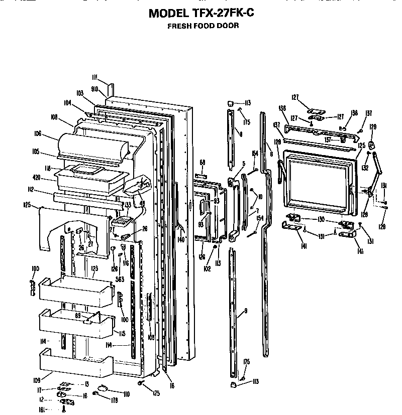 GE TFX27FKC fresh food door diagram