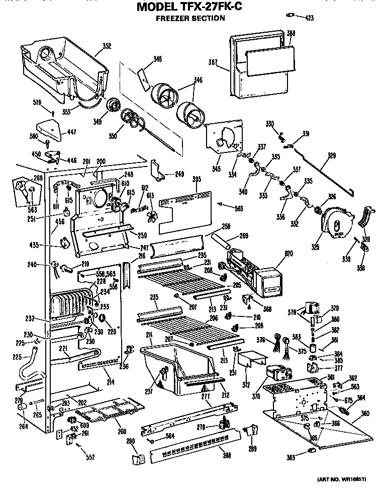 GE TFX27FKC freezer section diagram