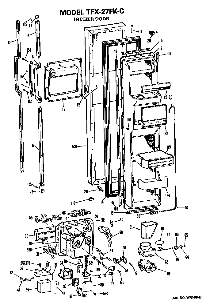 GE TFX27FKC freezer door diagram